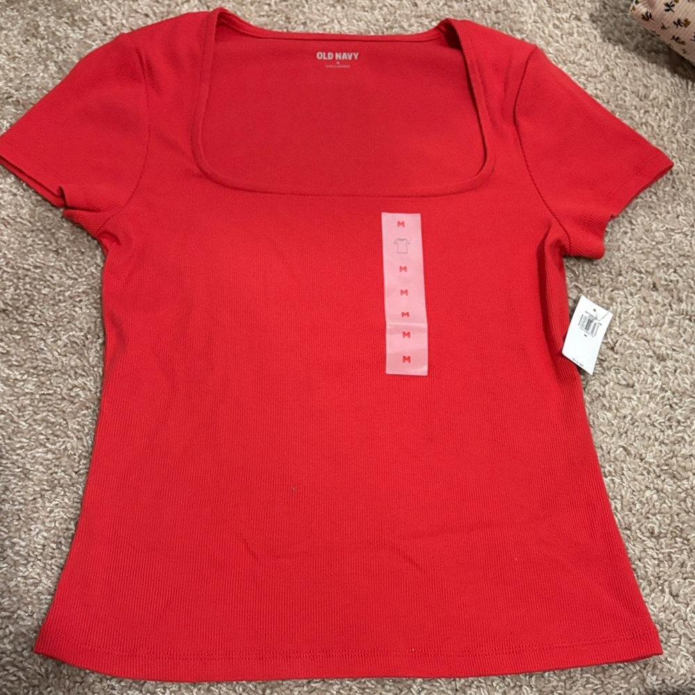 Old Navy Women's Bright Red Square Neck Tee